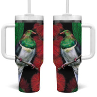 New Zealand Kereru And Pohutukawa Tumbler With Handle Maori Tribal Tattoo