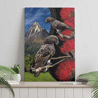 New Zealand Kea And Pohutukawa Canvas Wall Art With The Mountain Landscape