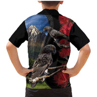 New Zealand Kea And Pohutukawa Family Matching Mermaid Dress and Hawaiian Shirt With The Mountain Landscape