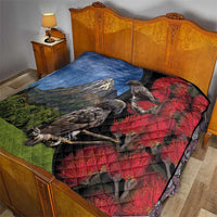 New Zealand Kea And Pohutukawa Quilt With The Mountain Landscape LT03 - Polynesian Pride