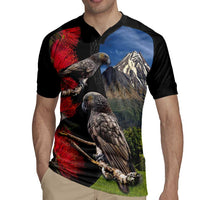 New Zealand Kea And Pohutukawa Rugby Jersey With The Mountain Landscape