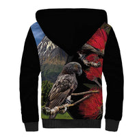 New Zealand Kea And Pohutukawa Sherpa Hoodie With The Mountain Landscape