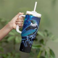 New Zealand Tui Bird Tumbler With Handle The Pleiades Star Cluster and Koru Tribal Tattoo Galaxy Vibe
