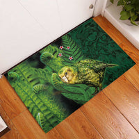 New Zealand Kkp Rubber Doormat Silver Fern with Close up of Green Fern Leaves and Maori Tattoo LT03 - Polynesian Pride