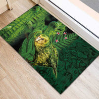 New Zealand Kkp Rubber Doormat Silver Fern with Close up of Green Fern Leaves and Maori Tattoo LT03 - Polynesian Pride