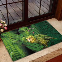 New Zealand Kkp Rubber Doormat Silver Fern with Close up of Green Fern Leaves and Maori Tattoo LT03 - Polynesian Pride