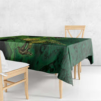 New Zealand Kākāpō Tablecloth Silver Fern with Close up of Green Fern Leaves and Maori Tattoo