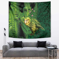 New Zealand Kkp Tapestry Silver Fern with Close up of Green Fern Leaves and Maori Tattoo LT03 Green - Polynesian Pride
