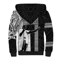 Hawaii Lanai Island Sherpa Hoodie Hawaiian King and Kakau Symbols Abstract Shoulder Tattoo LT03 - Polynesian Pride