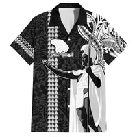 Custom Hawaii Lanai Island Family Matching Puletasi Dress and Hawaiian Shirt Hawaiian King and Kakau Symbols Abstract Shoulder Tattoo LT03 Dad's Shirt - Short Sleeve Black - Polynesian Pride