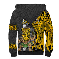 Hawaii Molokai Island Sherpa Hoodie Hawaiian Warrior and Kakau Symbols Abstract Tattoo LT03 - Polynesian Pride