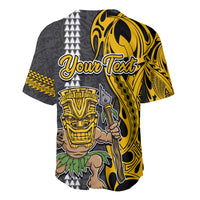 Custom Hawaii Molokai Island Baseball Jersey Hawaiian Warrior and Kakau Symbols Abstract Tattoo LT03 - Polynesian Pride