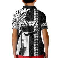 Hawaii Molokai Island Kid Polo Shirt Hawaiian King and Kakau Symbols Abstract Shoulder Tattoo LT03 - Polynesian Pride