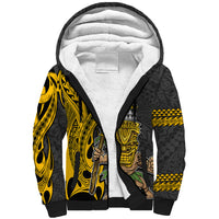 Hawaii Niihau Island Sherpa Hoodie Hawaiian Warrior and Kakau Symbols Abstract Tattoo LT03 Unisex Yellow - Polynesian Pride