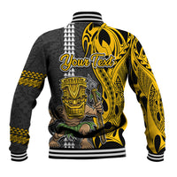 Custom Hawaii Niihau Island Baseball Jacket Hawaiian Warrior and Kakau Symbols Abstract Tattoo LT03 - Polynesian Pride