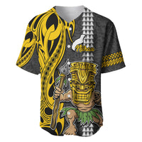 Custom Hawaii Niihau Island Baseball Jersey Hawaiian Warrior and Kakau Symbols Abstract Tattoo LT03 Yellow - Polynesian Pride