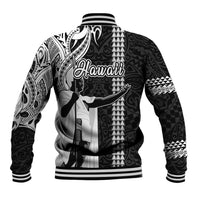Hawaii Niihau Island Baseball Jacket Hawaiian King and Kakau Symbols Abstract Shoulder Tattoo LT03 - Polynesian Pride