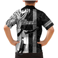 Hawaii Niihau Island Family Matching Mermaid Dress and Hawaiian Shirt Hawaiian King and Kakau Symbols Abstract Shoulder Tattoo LT03 - Polynesian Pride