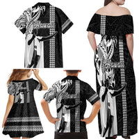 Hawaii Niihau Island Family Matching Off Shoulder Maxi Dress and Hawaiian Shirt Hawaiian King and Kakau Symbols Abstract Shoulder Tattoo LT03 - Polynesian Pride