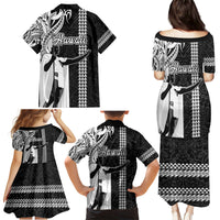 Hawaii Niihau Island Family Matching Puletasi Dress and Hawaiian Shirt Hawaiian King and Kakau Symbols Abstract Shoulder Tattoo LT03 - Polynesian Pride