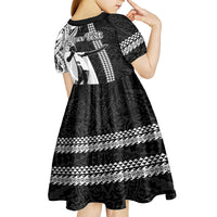 Custom Hawaii Niihau Island Kid Short Sleeve Dress Hawaiian King and Kakau Symbols Abstract Shoulder Tattoo LT03 - Polynesian Pride