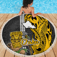 Hawaii Oahu Island Beach Blanket Hawaiian Warrior and Kakau Symbols Abstract Tattoo LT03 - Wonder Print Shop