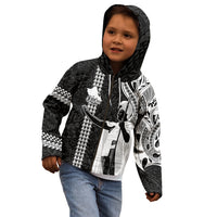 Hawaii Oahu Island Kid Hoodie Hawaiian King and Kakau Symbols Abstract Shoulder Tattoo LT03 - Polynesian Pride