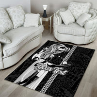 Custom Hawaii Oahu Island Area Rug Hawaiian King and Kakau Symbols Abstract Shoulder Tattoo LT03 - Polynesian Pride