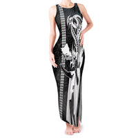 Custom Hawaii Oahu Island Tank Maxi Dress Hawaiian King and Kakau Symbols Abstract Shoulder Tattoo LT03 Women Black - Polynesian Pride