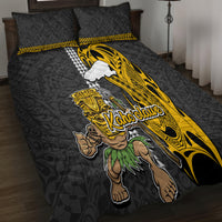 Hawaii Kahoolawe Island Quilt Bed Set Hawaiian Warrior and Kakau Symbols Abstract Tattoo LT03 - Polynesian Pride