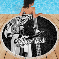 Custom Hawaii Kahoolawe Island Beach Blanket Hawaiian King and Kakau Symbols Abstract Shoulder Tattoo LT03 - Wonder Print Shop