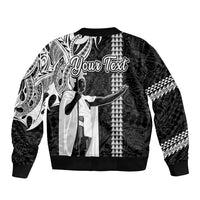 Custom Hawaii Kahoolawe Island Sleeve Zip Bomber Jacket Hawaiian King and Kakau Symbols Abstract Shoulder Tattoo LT03 - Polynesian Pride