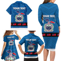 Samoa Merry Christmas Family Matching Long Sleeve Bodycon Dress and Hawaiian Shirt Santa Suit Style With Tatau Tattoo Pattern