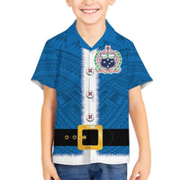 Samoa Merry Christmas Kid Hawaiian Shirt Santa Suit Style With Tatau Tattoo Pattern