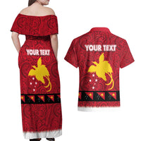 Papua New Guinea Merry Christmas Couples Matching Off Shoulder Maxi Dress and Hawaiian Shirt Santa Suit Style With Melanesian Pattern