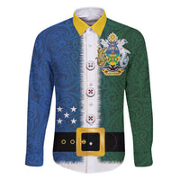 Solomon Islands Merry Christmas Family Matching Off Shoulder Maxi Dress and Hawaiian Shirt Santa Suit Style With Melanesian Pattern