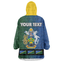 Solomon Islands Merry Christmas Wearable Blanket Hoodie Santa Suit Style With Melanesian Pattern