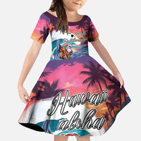 Hawaiian Mele Kalikimaka Family Matching Tank Maxi Dress and Hawaiian Shirt Santa Claus Driving The Whale with Sunset Ocean Landscape