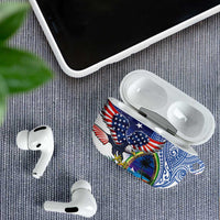 Guam and United States Together AirPods Case Bald Eagle and Guam Seal with Flower and Tribal Tattoos - Polynesian Pride