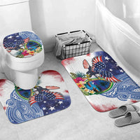 Guam and United States Together Bathroom Set Bald Eagle and Guam Seal with Flower and Tribal Tattoos - Polynesian Pride