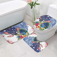 Guam and United States Together Bathroom Set Bald Eagle and Guam Seal with Flower and Tribal Tattoos - Polynesian Pride