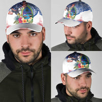 Guam and United States Together Classic Cap Bald Eagle and Guam Seal with Flower and Tribal Tattoos - Polynesian Pride