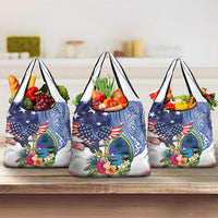 Guam and United States Together Grocery Bag Bald Eagle and Guam Seal with Flower and Tribal Tattoos - Polynesian Pride