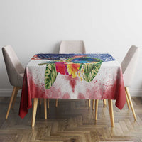 Guam and United States Together Tablecloth Bald Eagle and Guam Seal with Flower and Tribal Tattoos - Polynesian Pride