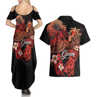 Guam Tribal Chamorro Couples Matching Summer Maxi Dress and Hawaiian Shirt Polynesian Shark with Plumeria and Sea Vibe LT03 - Polynesian Pride