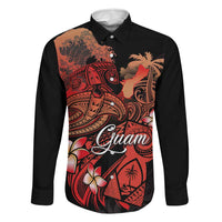 Guam Tribal Chamorro Family Matching Off Shoulder Maxi Dress and Hawaiian Shirt Polynesian Shark with Plumeria and Sea Vibe - Polynesian Pride