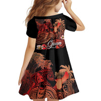 Guam Tribal Chamorro Family Matching Off Shoulder Short Dress and Hawaiian Shirt Polynesian Shark with Plumeria and Sea Vibe - Polynesian Pride