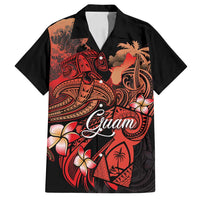 Guam Tribal Chamorro Family Matching Off Shoulder Short Dress and Hawaiian Shirt Polynesian Shark with Plumeria and Sea Vibe - Polynesian Pride