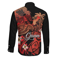 Guam Tribal Chamorro Family Matching Off Shoulder Short Dress and Hawaiian Shirt Polynesian Shark with Plumeria and Sea Vibe - Polynesian Pride