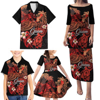 Guam Tribal Chamorro Family Matching Puletasi and Hawaiian Shirt Polynesian Shark with Plumeria and Sea Vibe - Polynesian Pride